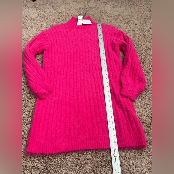 NWT new small Anthropologie flat white turtleneck sweater dress tunic pink - Picture 14 of 17